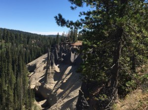The Pinnacles at Crater Lake, formed by erosion, or volcanic activity, or something.