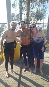 My first attempt at surfing with two friends.